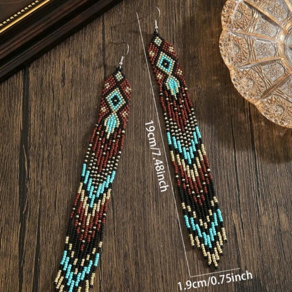 Unique Bohemian Beaded Earrings - New - Picture 4 of 4